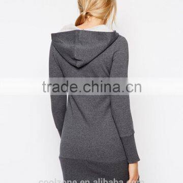Relaxed Fit Longline Cut Hooded Sweatshirt for All Stages of Pregnancy