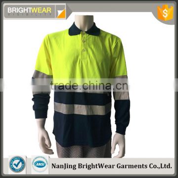 Low price two-tone polyester 3M reflective tape safety Europe ENISO 20471 security polo shirt