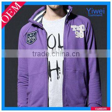 Fashion Purple Hoody Heavyweight Cotton Hoodies Men Top Stitch Sweatshirts