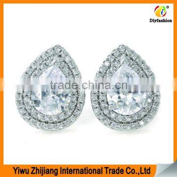 Double drainage drops set auger Inlay zircon stud earring