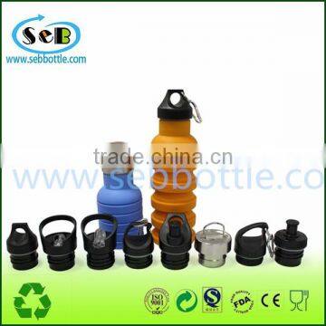 Collapsible silicone water bottle BPA Free foldable sports water bottle