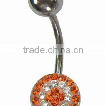 Stainless steel crystal body jewelry orange