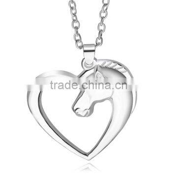 Horse Heart Horse's Head Pendant Necklace Mares Necklace Silver Horse Heart in Love Charm