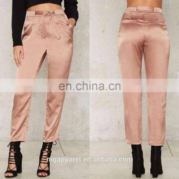 Custom wholesale woman trousers new design satin lady pants