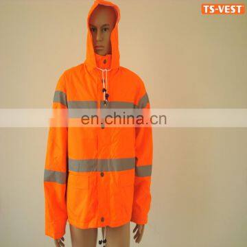 Hi-Vis Safety Padded Jacket With Reflective Tape,Fashionable Rain Jackets,Thicker Rain Jacket