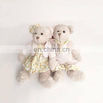 Beige classical plush teddy bear well dressed couple toy