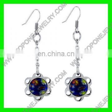 Fashion nice graceful stainless steel murano chandelier earrings for girls