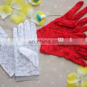 Women's Sexy Black Red White Ivory Wrist Length Wedding Hand Gloves Driving Short Lace Bridal Gloves photo-2
