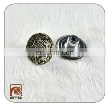 Custom embossed jeans rivets button,metal snap fastener buttons for leather