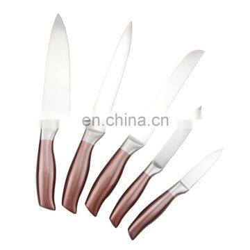 China promotion 5pcs coating handle stainless steel kitchen knives set