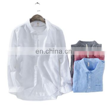 High quality 2020 long sleeve button down chinese style men linen shirts