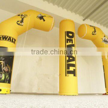 8m yellow inflatable arch and lamp post for advertising