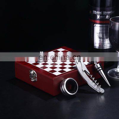 Multi Functional Entertainment Wooden Box Wine Bottle Opener Set With Chess Wine Set Can Be Customized photo-4