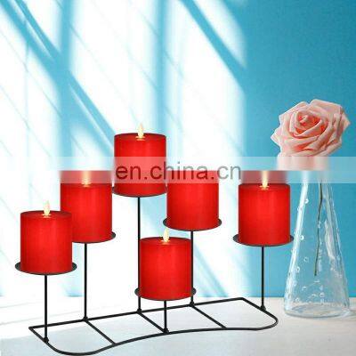 6 Fireplace Candle Candelabra Candle holder Mantle Decor Pillar Candles Stand with Black Iron Decoration on Desk or Floor