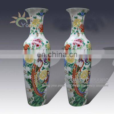 Oriental hand painted famille rose porcelain large flower vases for outdoor and indoor