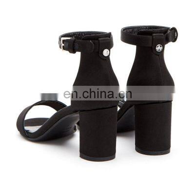 Women High Quality Heel Leather Sandals Shoes Women Ankle Strap Covered Heel Design for Ladies Footwear photo-4