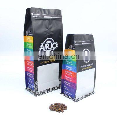 Custom Coffee Bags Zipper Sizes 250 Grams Packaging For Coffee Pouches With Valve Black Eco Digital Printing