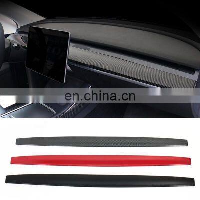 New Style Dashboard Panel Trim Stickers Carbon Fiber Frame Strip Cover Console Dust Proof For Tesla Model Y