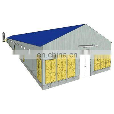 China low cost steel egg farm machine chicken layer poultry farm shed with cooling pad in Pakistan