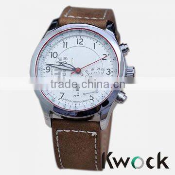 Kwock High Grade Quartz Movement Stainless Steel leather watch