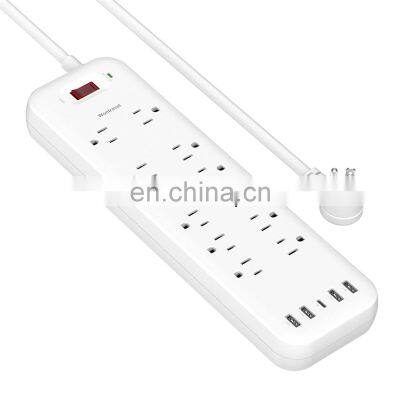 Smart Multi Plug Wall Mount Electrical Surge Protector Power Strip USB Extension Cord Socket 4 AC Outlet for Home Nightstand