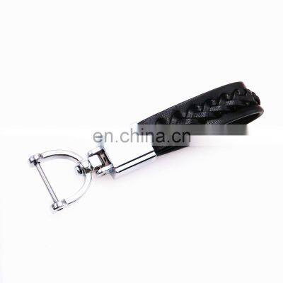 Silver Gold Style Simple Leather Key Chain Key Ring for Women And Man With Detachable Alloy Metal Rings photo-3