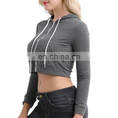 Front Zipper fitness hot selling women's gym clothing sexy crop top hoodie Hot Seller Amazon