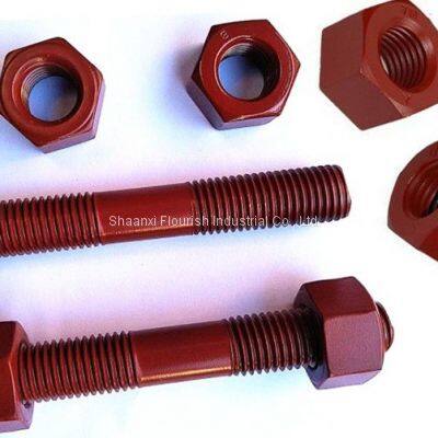 High Temperature Resistant PTFE Coated Double Ended Bolts With Double Nuts Available in Various Material photo-3