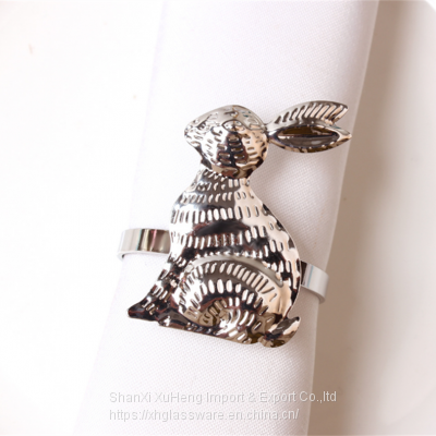 Embossed Gold & Silver Plated Rabbit Napkin Holder Ring For Restaurant Table Decoration photo-3