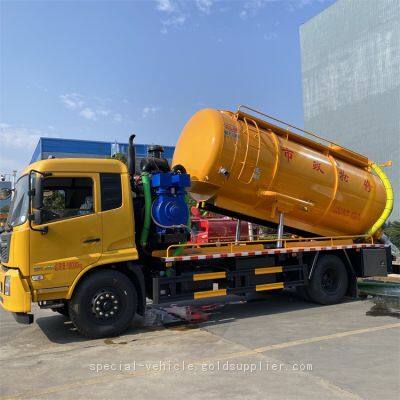 6-wheel Dongfeng suction truck with high-pressure dredging function, with a capacity of 15 tons