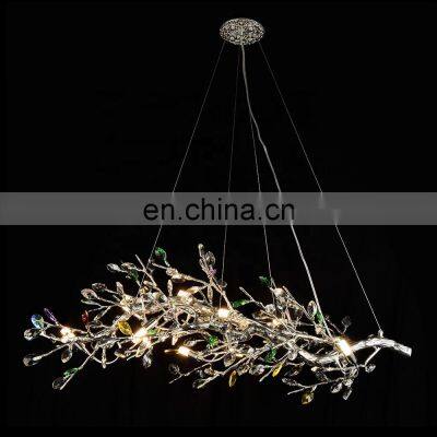 Creative Living Room Flower Glass Chandelier Modern Dining Room Branch Aluminium Chandelier