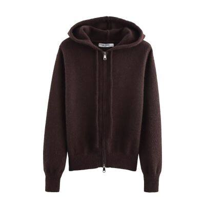 Nouveau style de printemps, sweat à capuche à col rond et à fermeture éclair, manches longues, pour femmes, casual et simple