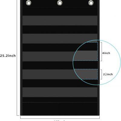 Standard Pocket Chart, Clear 5 Pockets Words Chart With Extra Storage Pocket for School Home Office Use, Word Wall and Sentence Strips photo-4