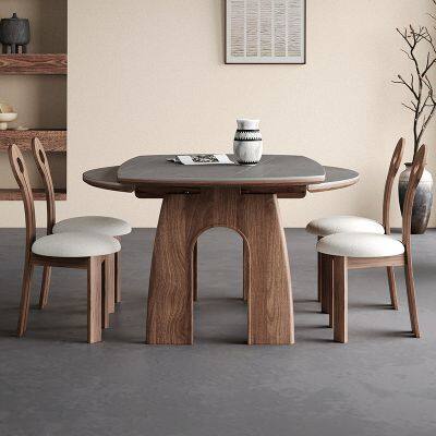 Folding solid wood dining table