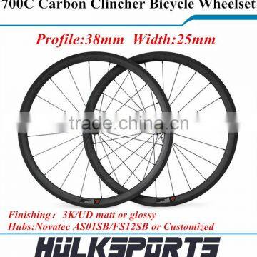 Road bicycle wheel 700c carbon road bike Clincher wheel 38mm Clincher carbon wheelset