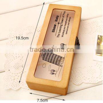 antique natural wooden pencil case gift box for kids