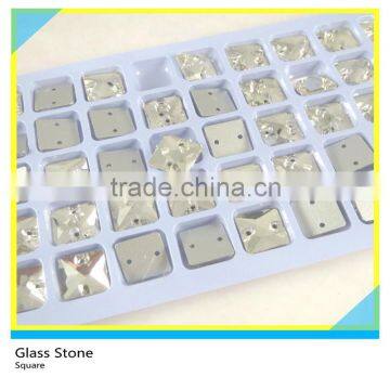 Square 2 Holes Glass Sew on Stone 8x8mm/10x10mm/12x12mm