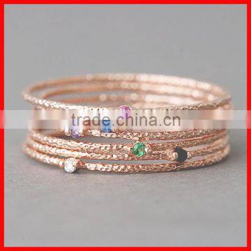 tiny various colored birthstone thin band rose gold ring