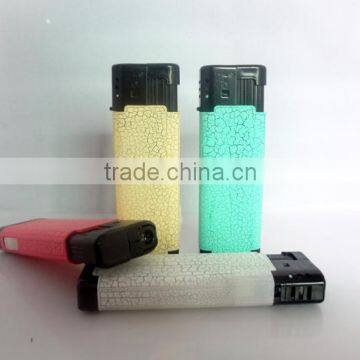 Fashion Leather Translucent Surface Refillable Electron Cigarette Lighter Jet Flame Lighter With Led Light photo-2