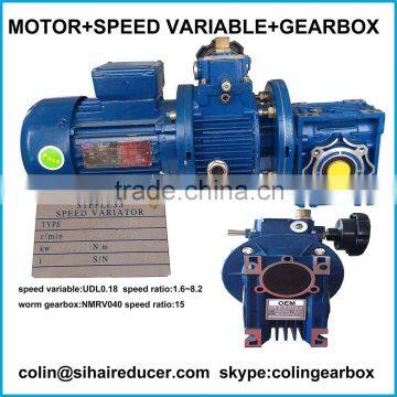 Variable speed reduction gearbox with motor