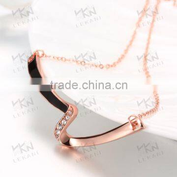 geometric shape necklace in rose gold color inlay high quality rhinestone