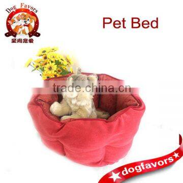 Red Flower Shaped Pet Flannel Bed, Doggy Bed