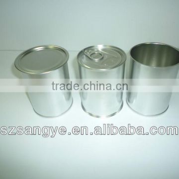 plain printing silver color metal round tin can with easy open lid