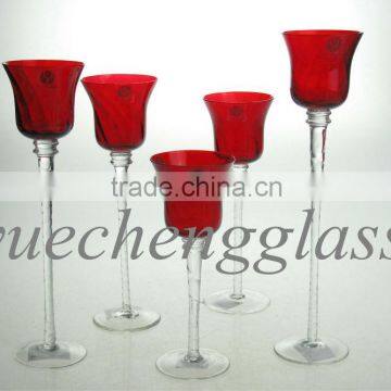 Spray color glass candle holders set wholesale for home decoration