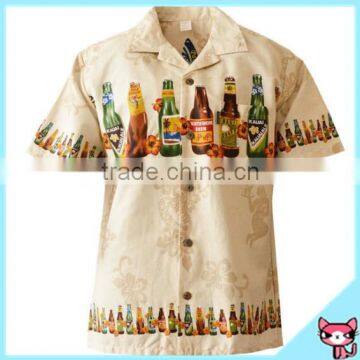 100% Cotton Bottle Printed Men Hawaiian Shirt