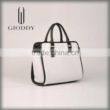 Minimalist white and black elegant leather vintage bag