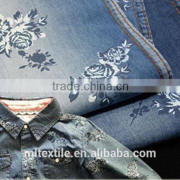 100% cotton printed denim fabric/rose flower fabric