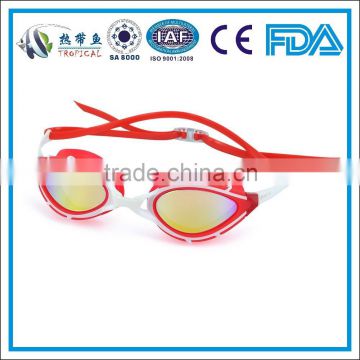 Antifog easy ajustable custom silicone racing big lens swimming goggles