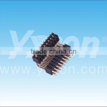 Dual layer dual row 1.27mm pitch computer application 90 degree pin header connector