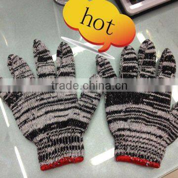 black and white knitted cotton glove/ working glove/ safety glove